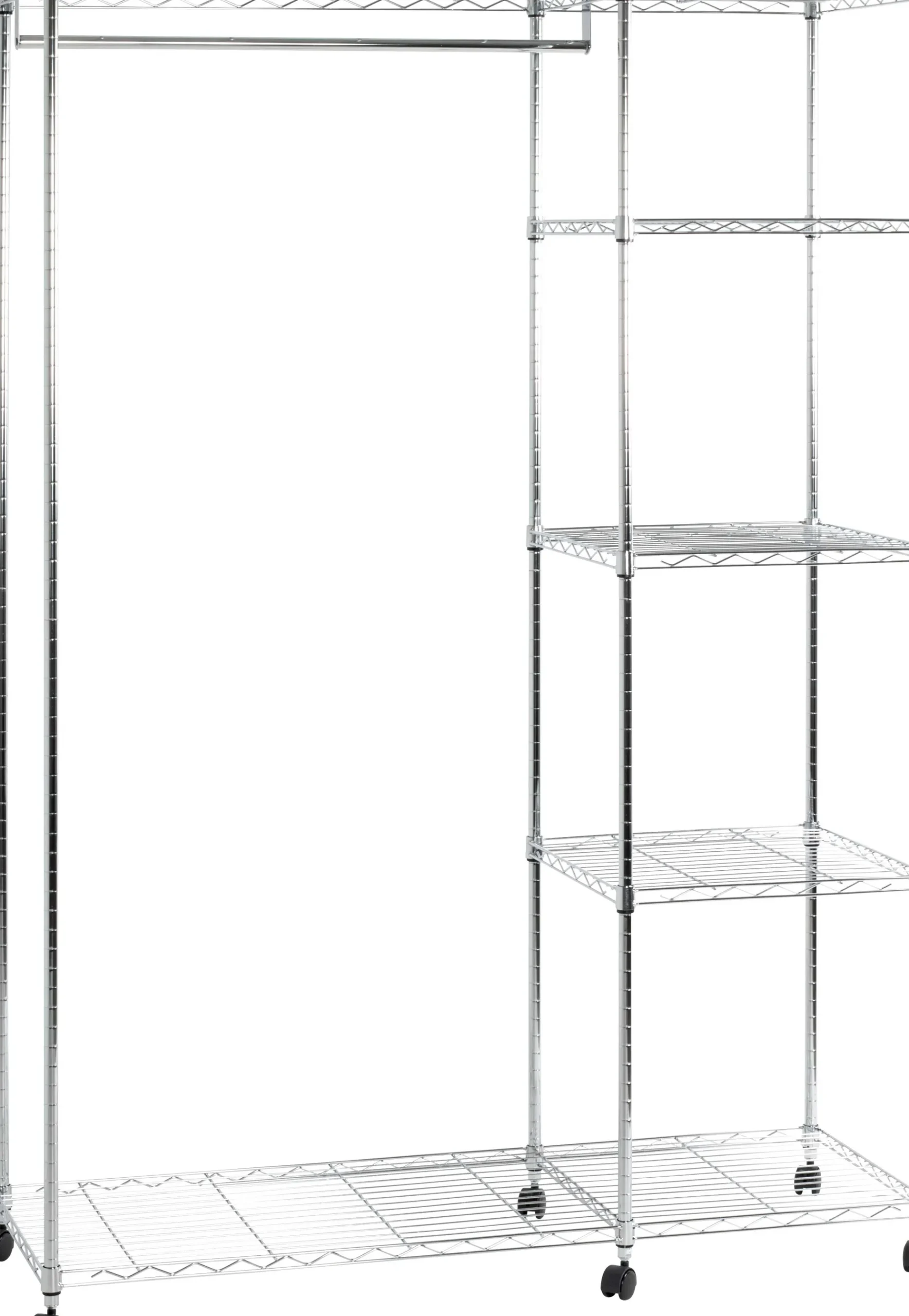 Kleiderwagen | 123 x 45 x 181 cm | Verchromter Stahl | Farbe Silber