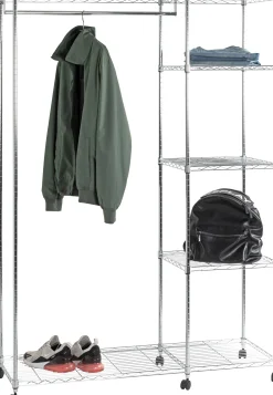 Kleiderwagen | 123 x 45 x 181 cm | Verchromter Stahl | Farbe Silber