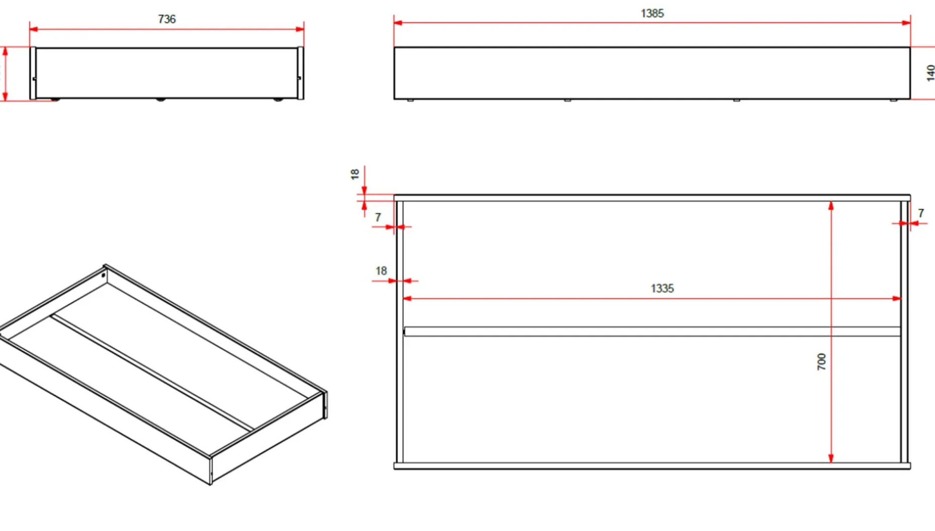 Kleinkindbett Anastasia mit Bettkasten 70 x 140cm Kiefer - grau