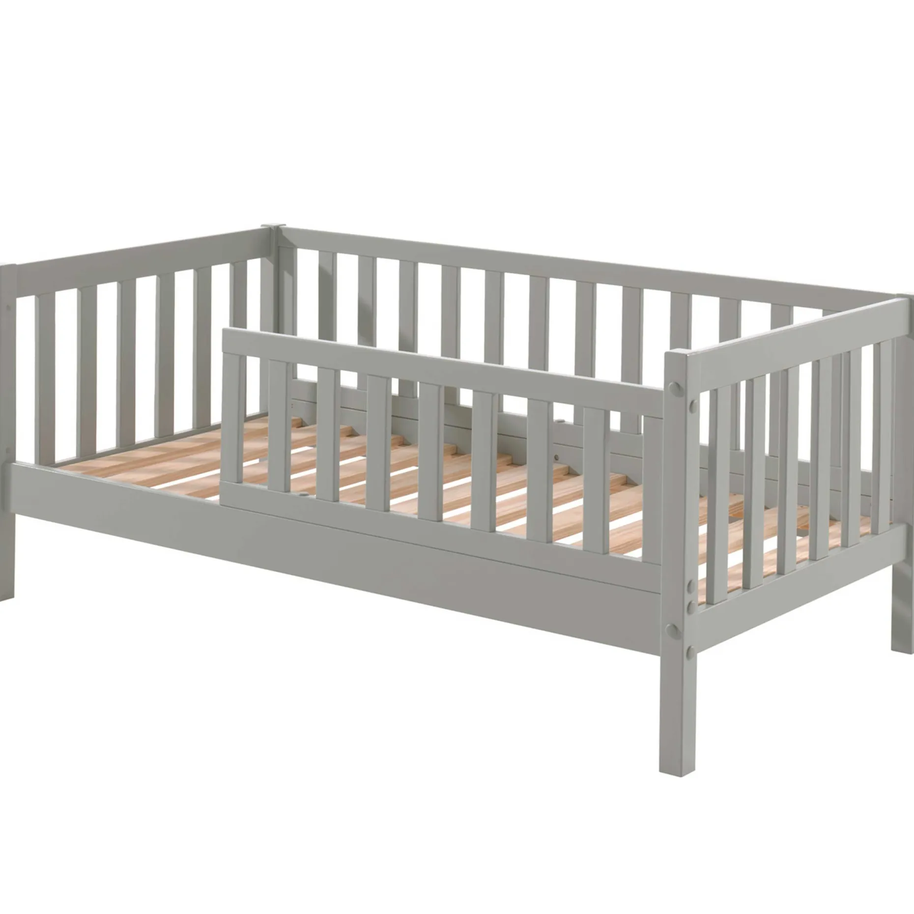 Kleinkindbett Petronille mit Bettkasten 70 x 140cm Kiefer - grau