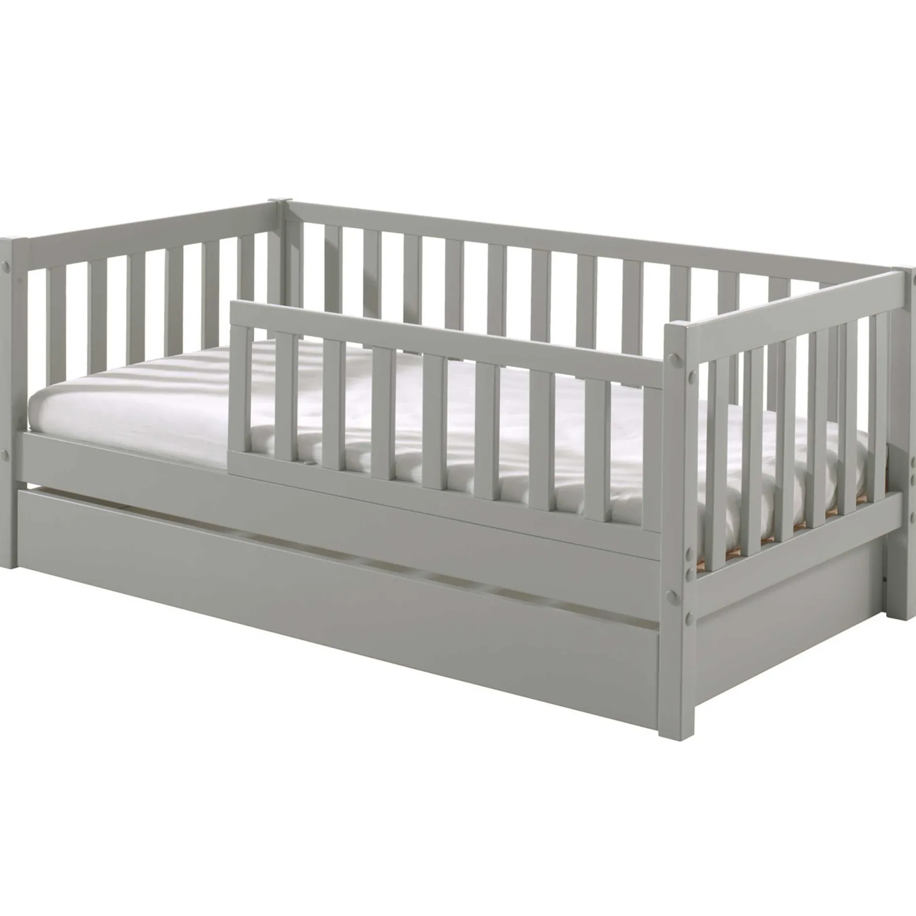Kleinkindbett Petronille mit Bettkasten 70 x 140cm Kiefer - grau
