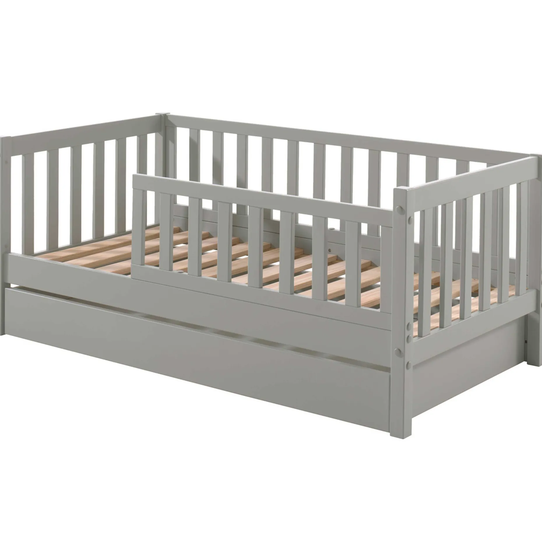 Kleinkindbett Petronille mit Bettkasten 70 x 140cm Kiefer - grau