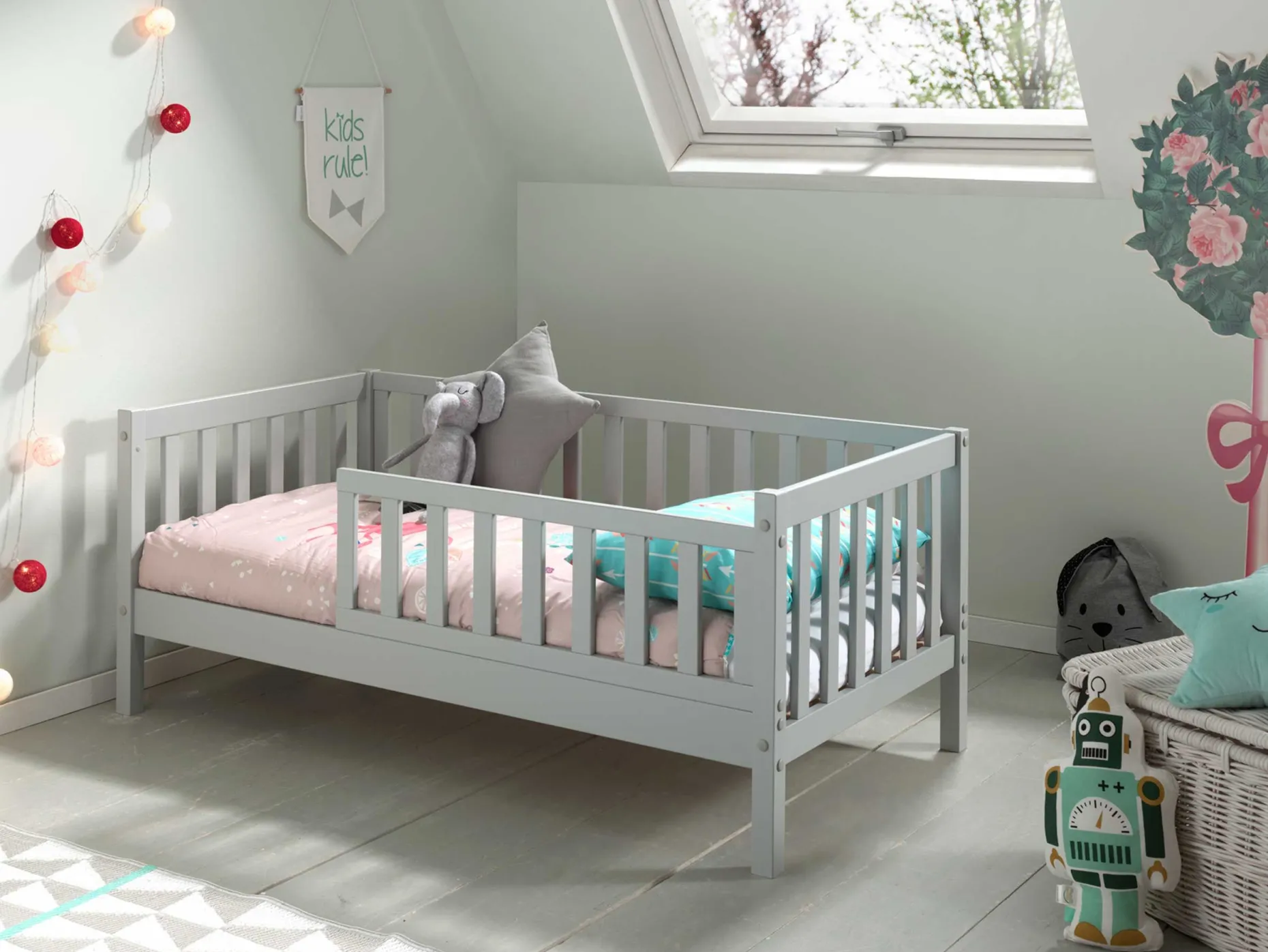 Kleinkindbett Petronille 70 x 140cm Kiefer - grau