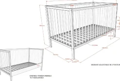 Kleinkinderbett Dino 70x140cm - verstellbar - Buche - Farbe Walnuss