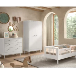 Kleinkindzimmer Forrest: Kleinkindbett 70x140cm, Kommode, Kleiderschrank - Weißbuche