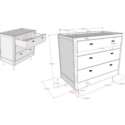 Kleinkindzimmer Forrest: Kleinkindbett 70x140cm, Kommode, Kleiderschrank - Weißbuche