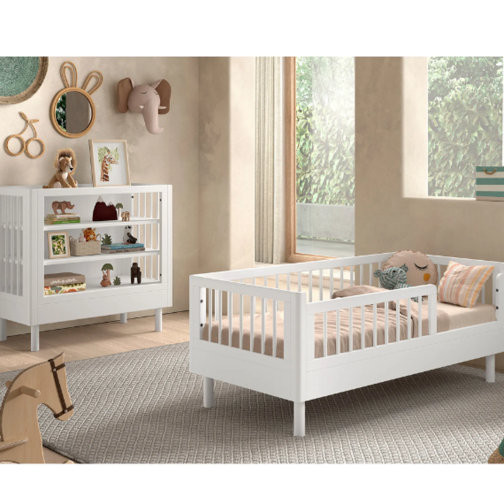 Kinder Vipack Kleinkindzimmer Forrest: Kleinkindbett 70x140cm, Wickeltisch - Buche