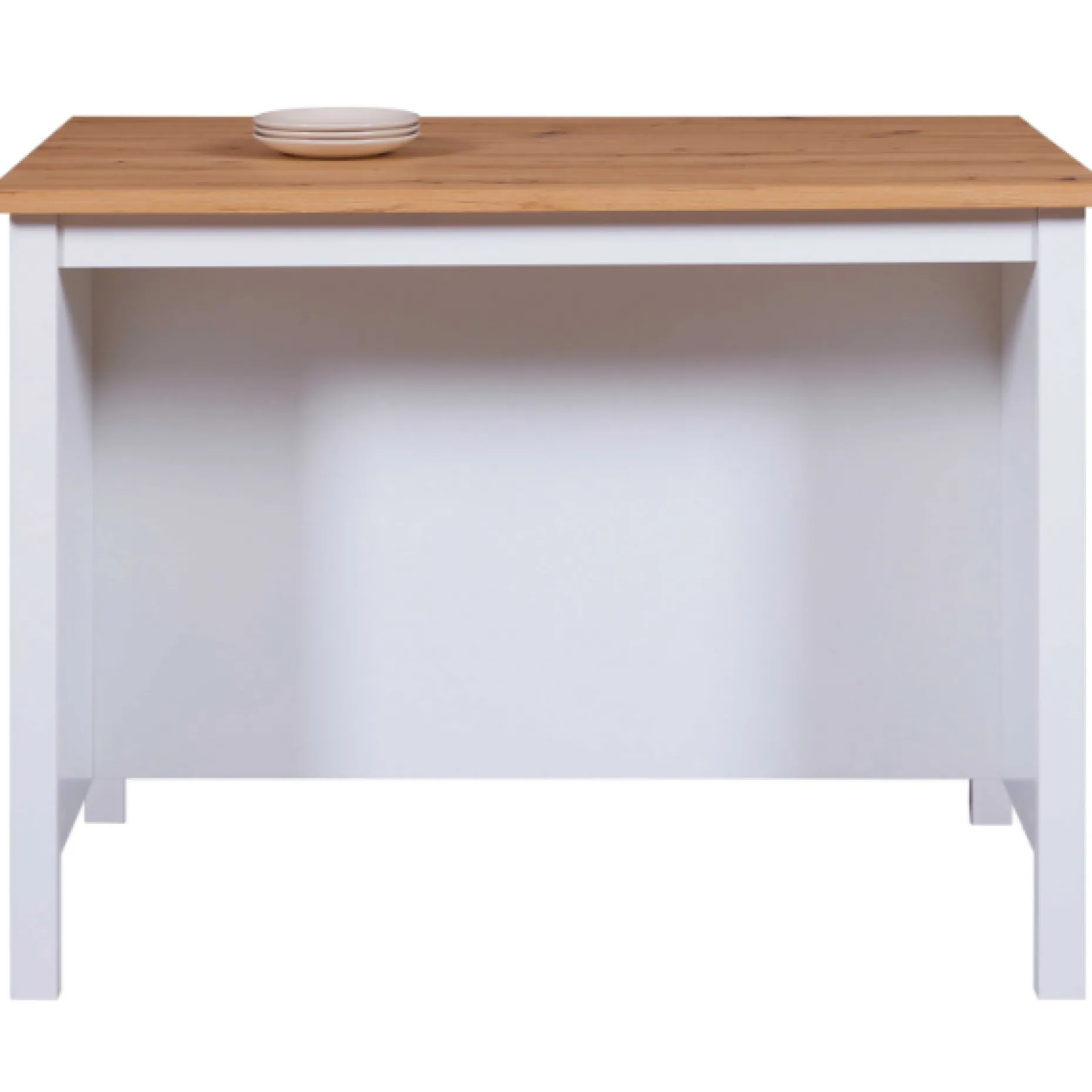 Kochinsel Julina | Platte aus Eichenholz | 124 x 75 x 91,5 cm | Farbe: Weiß
