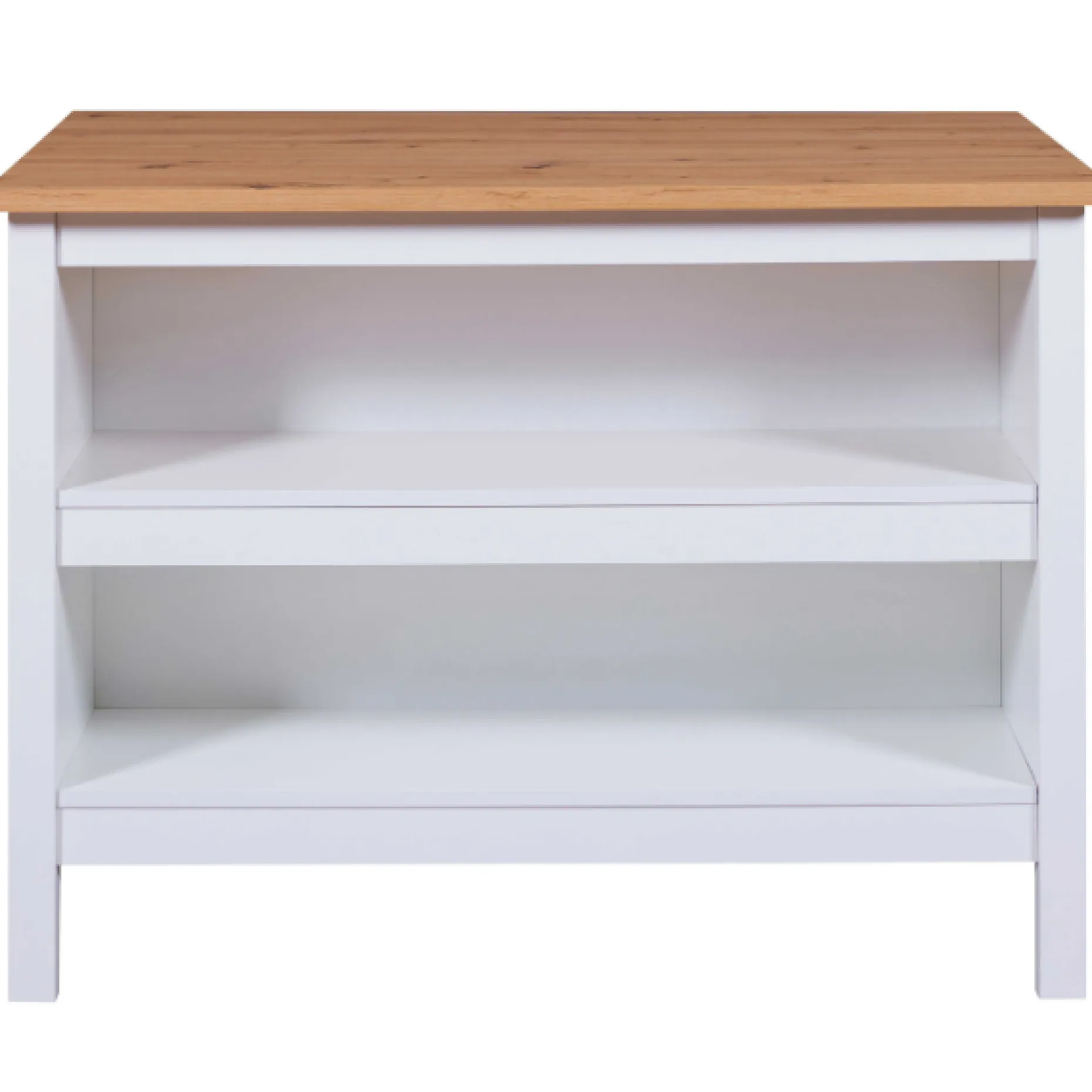 Kochinsel Julina | Platte aus Eichenholz | 124 x 75 x 91,5 cm | Farbe: Weiß