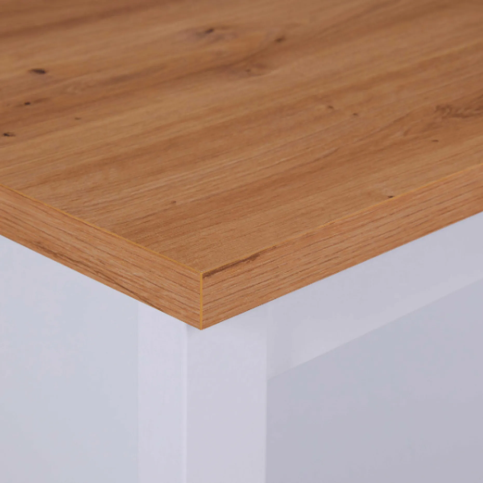 Kochinsel Julina | Platte aus Eichenholz | 124 x 75 x 91,5 cm | Farbe: Weiß