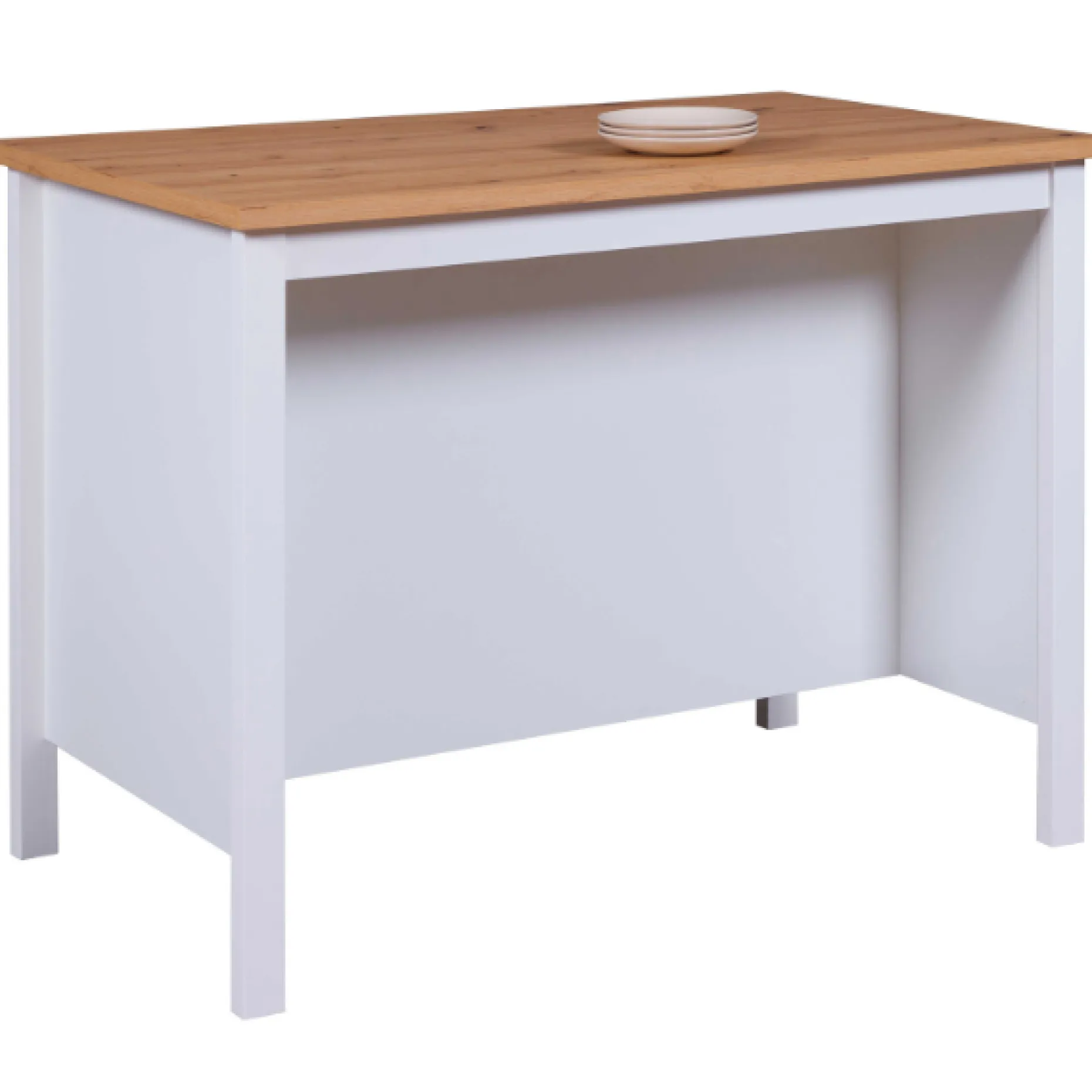 Kochinsel Julina | Platte aus Eichenholz | 124 x 75 x 91,5 cm | Farbe: Weiß