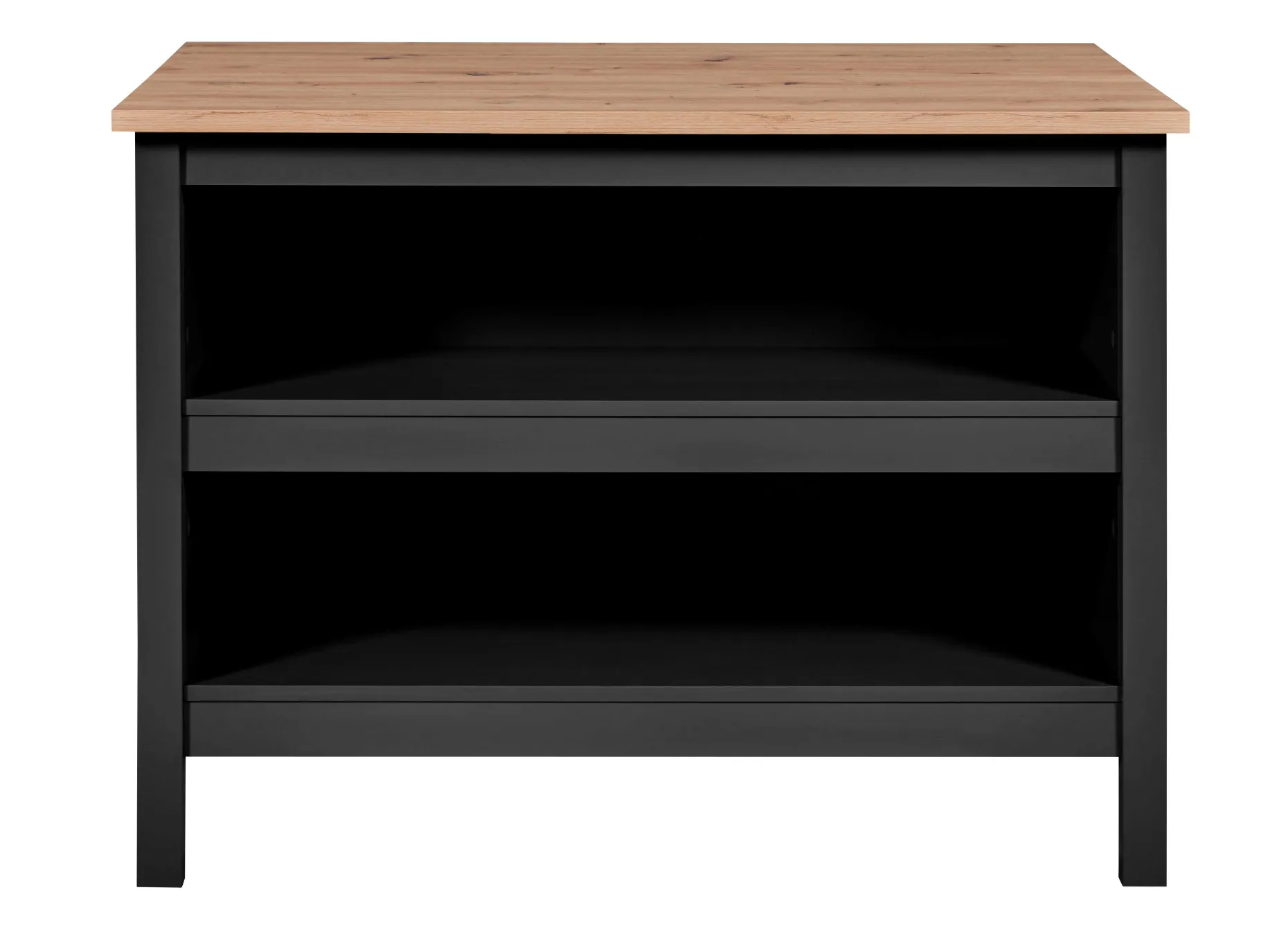 Kochinsel Julina | Platte aus Eichenholz | 124 x 75 x 91,5 cm | Schwarz