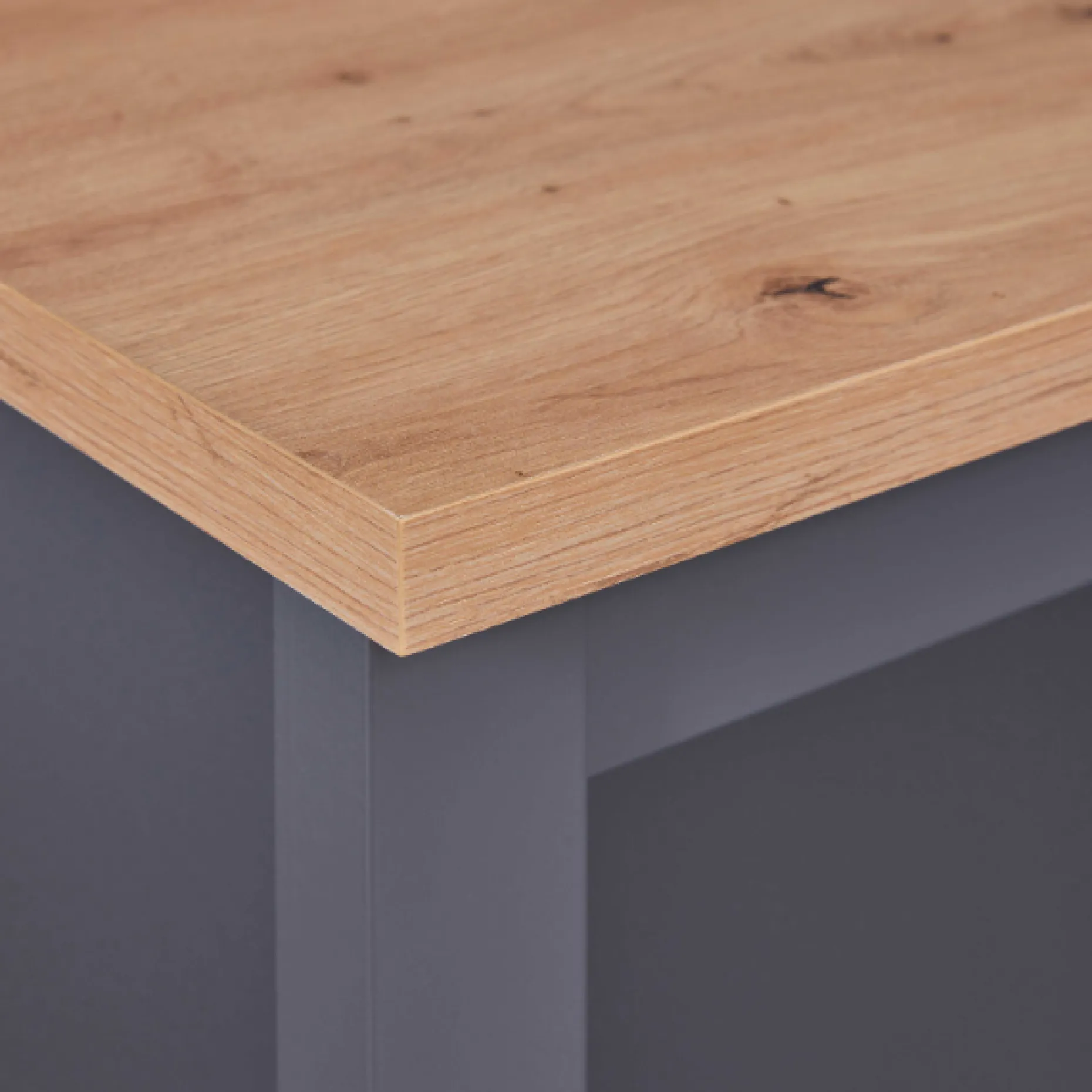 Kochinsel Nellina | Arbeitsplatte aus Eichenholz | 124 x 75 x 91,5 cm | Farbe: Anthrazit