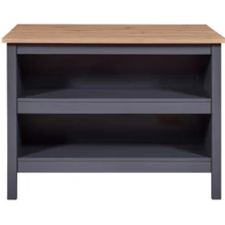 Kochinsel Nellina | Arbeitsplatte aus Eichenholz | 124 x 75 x 91,5 cm | Farbe: Anthrazit