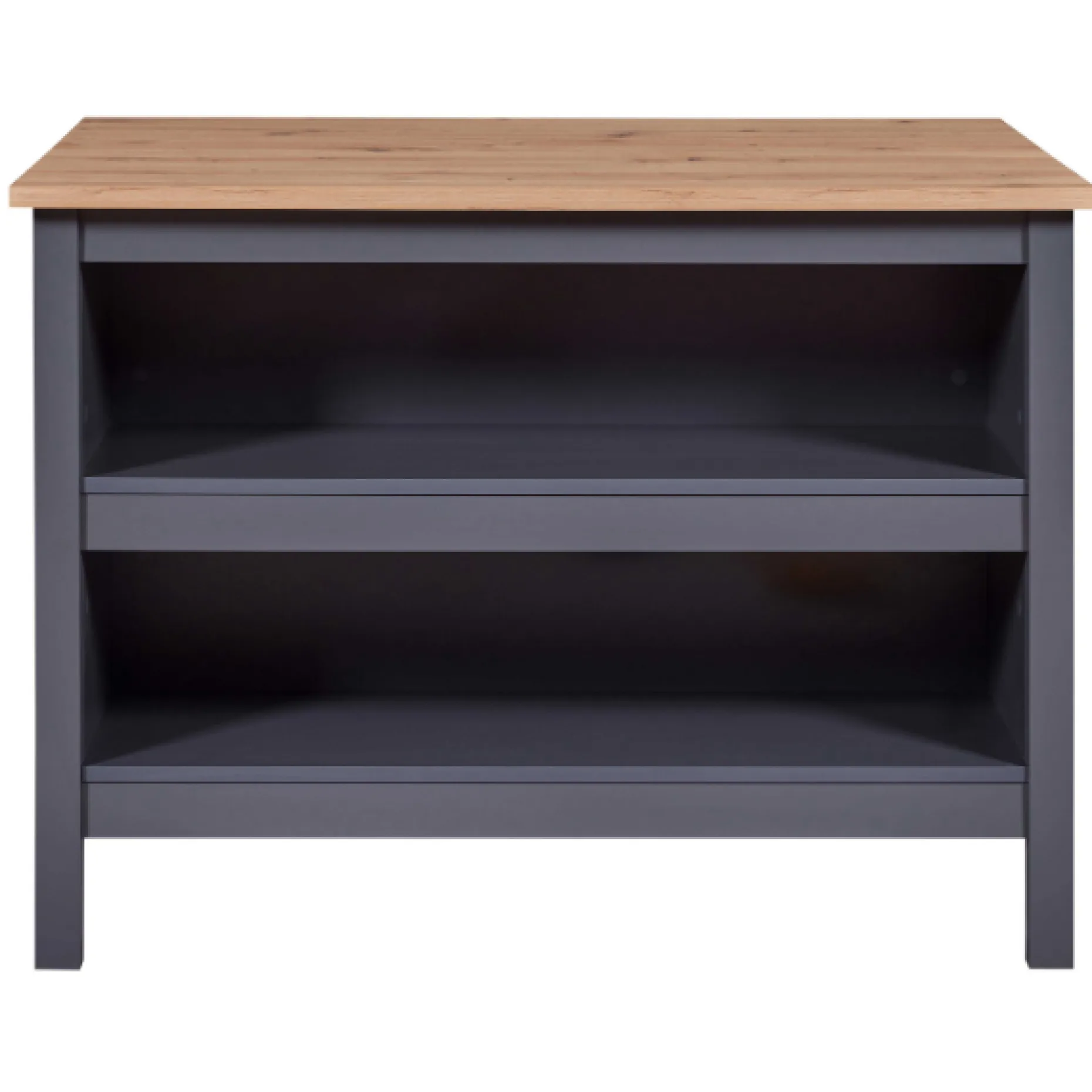 Kochinsel Nellina | Arbeitsplatte aus Eichenholz | 124 x 75 x 91,5 cm | Farbe: Anthrazit