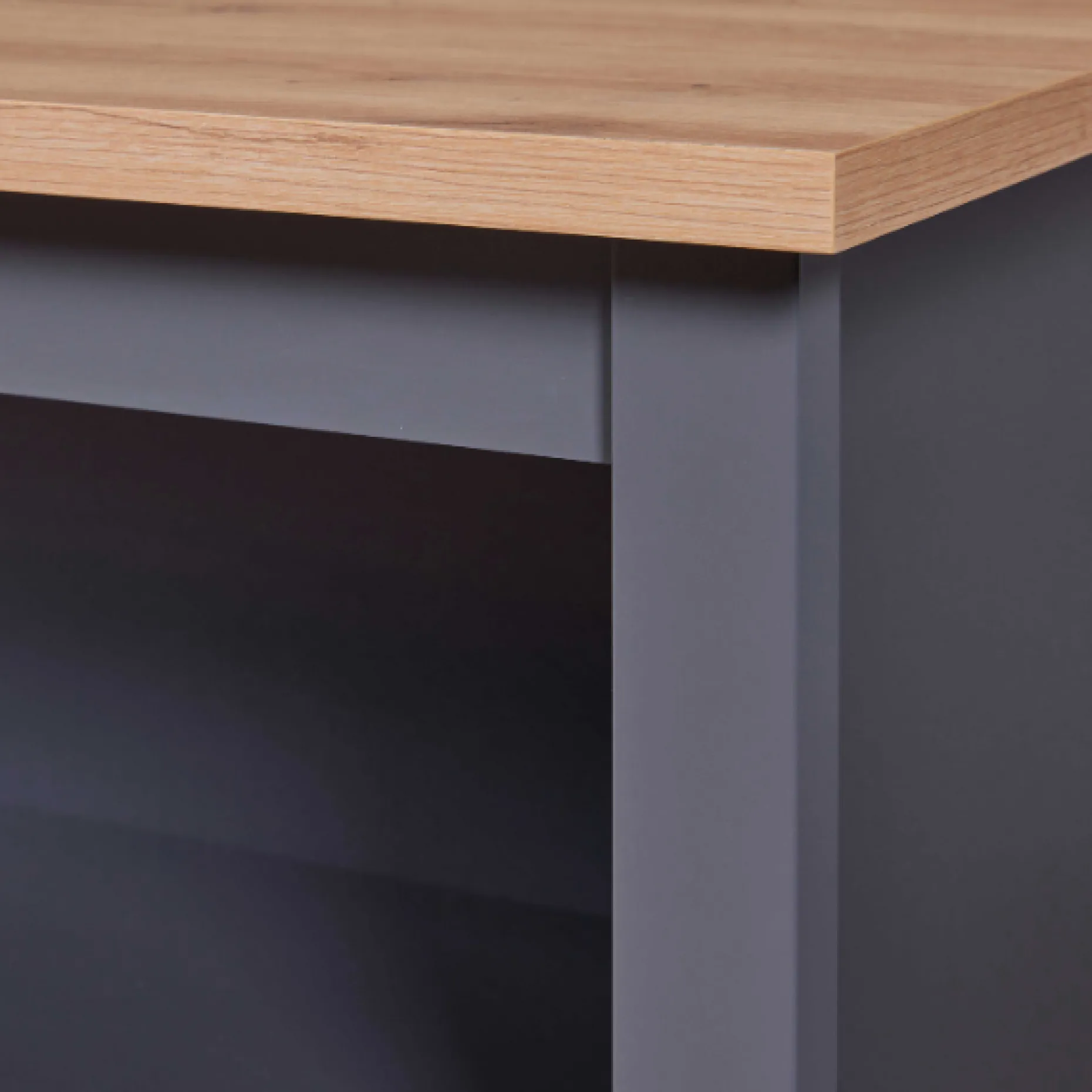 Kochinsel Nellina | Arbeitsplatte aus Eichenholz | 124 x 75 x 91,5 cm | Farbe: Anthrazit