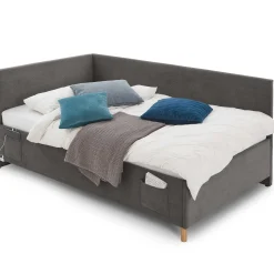 Kofferbett Cool | Mit Rückenlehne | 90 x 200 cm | Anthrazit Design