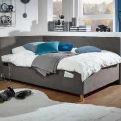 Kofferbett Cool | Mit Rückenlehne | 120 x 200 cm | Anthrazit Design