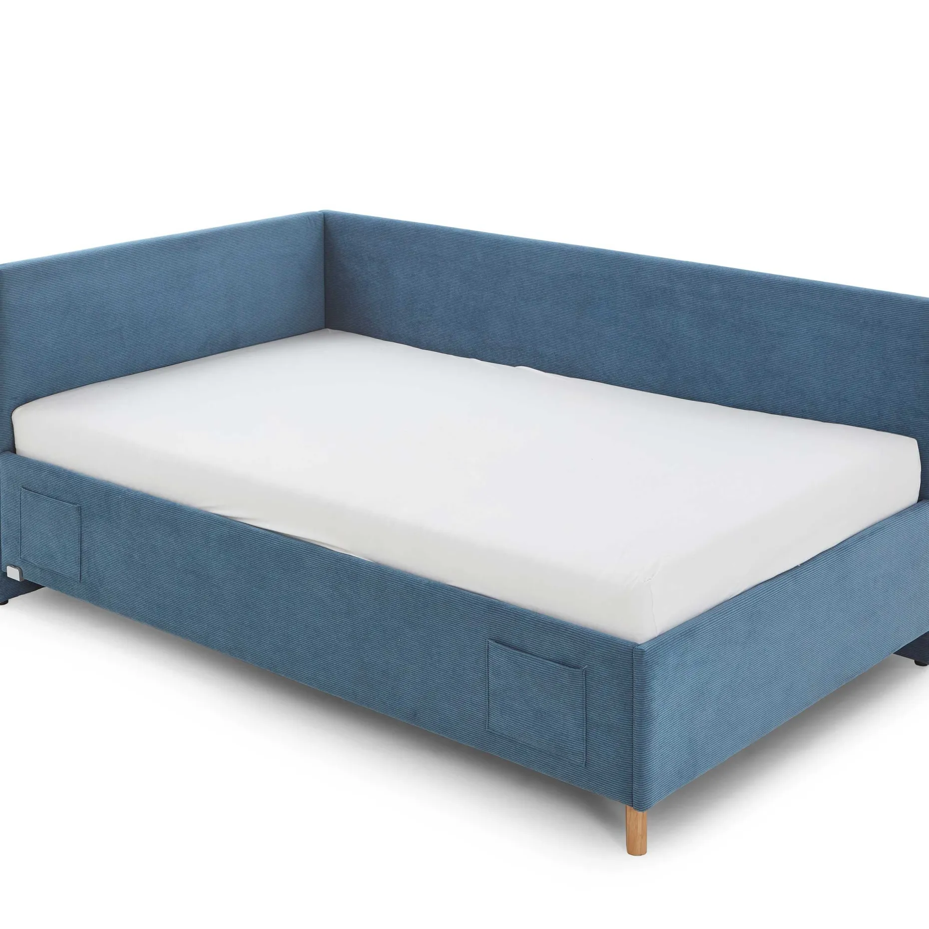 Kofferbett Cool | 140 x 200 cm | Mit Rückenlehne | Blaues Design