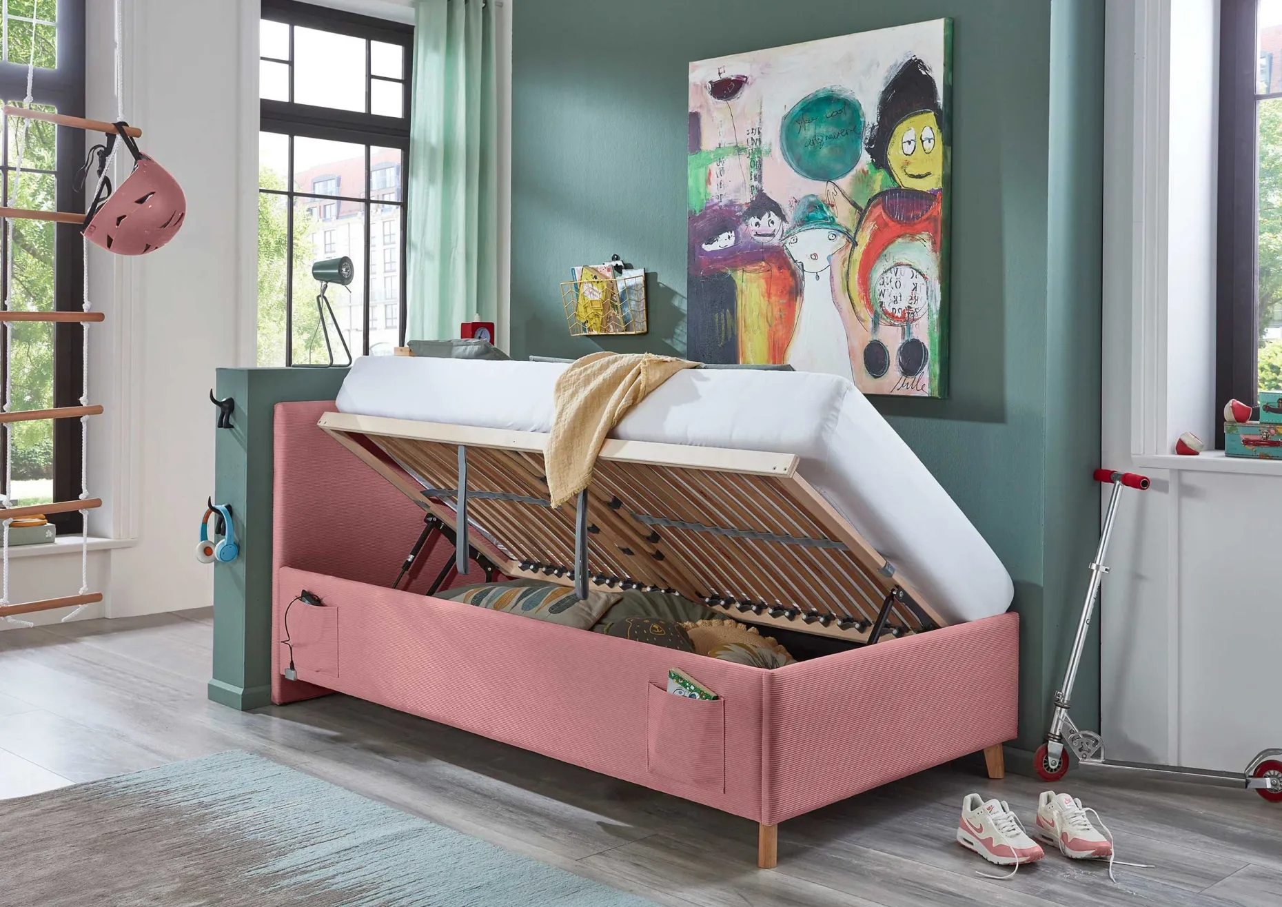 Kofferbett Cool | 90 x 200 cm | Rosa Design