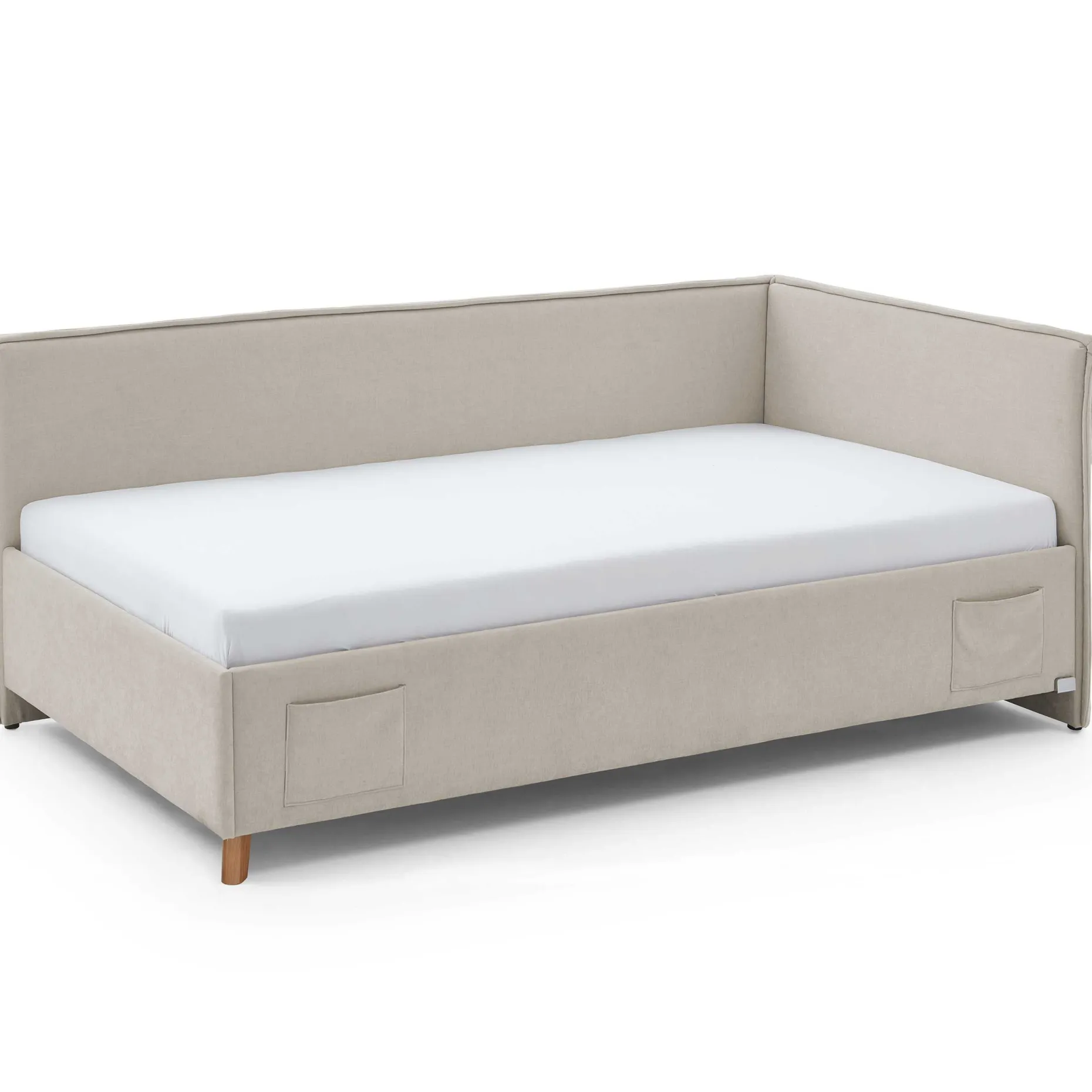 Kofferbett Ollie | Mit Rückenlehne | 120 x 200 cm | Beige Design