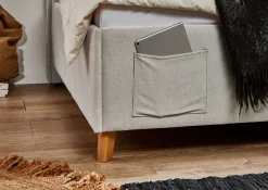 Kofferbett Ollie | Mit Rückenlehne | 120 x 200 cm | Beige Design