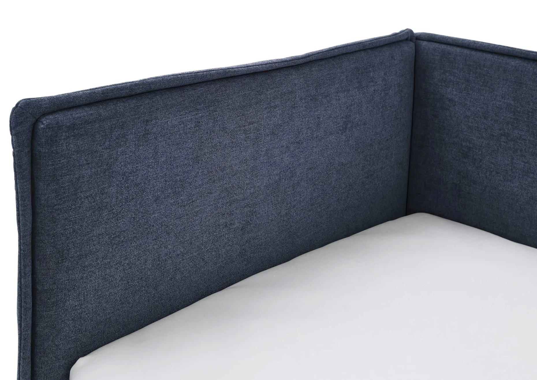 Kofferbett Ollie | Mit Rückenlehne | 140 x 200 cm | marineblaues Design