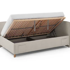 Kofferbett Ollie | Mit Rückenlehne | 90 x 200 cm | Beige Design