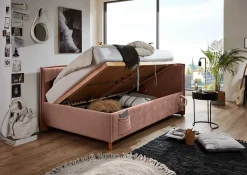 Kofferbett Ollie | Mit Rückenlehne | 90 x 200 cm | Rosa Design