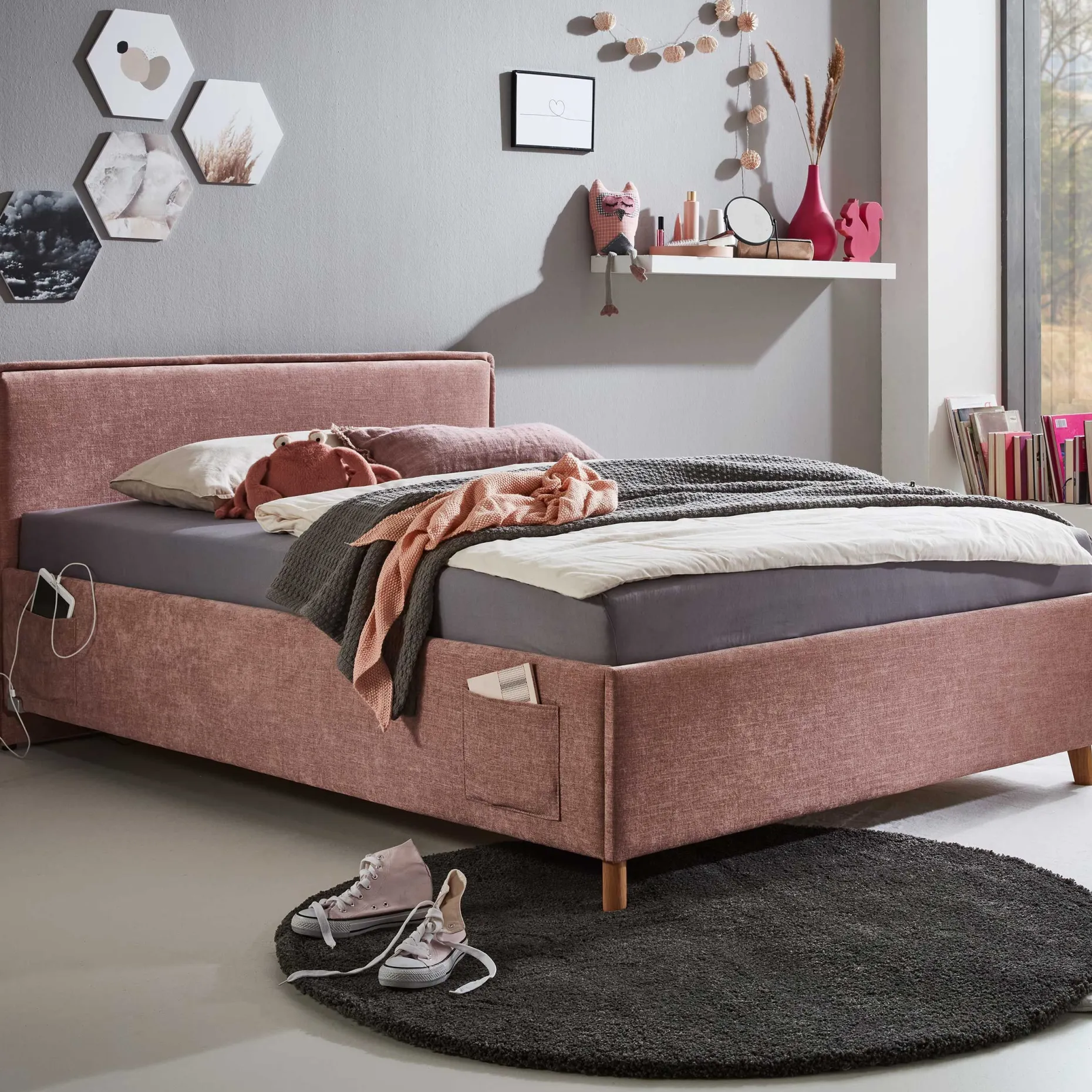 Kofferbett Ollie | 90 x 200 cm | Rosa Design
