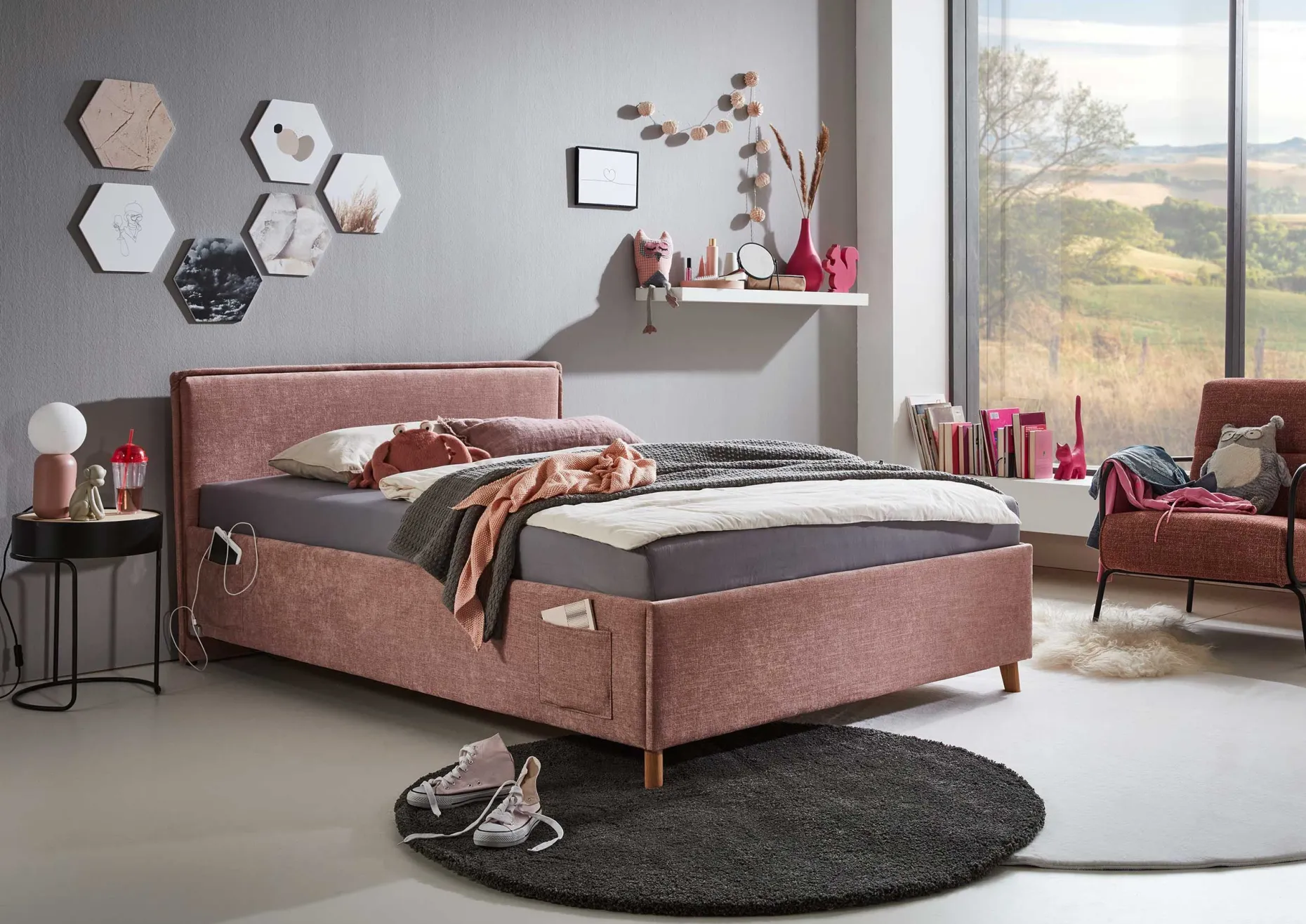 Kofferbett Ollie | 90 x 200 cm | Rosa Design