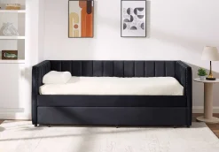 Kojenbett Auckland - 90 x 200 cm - Mit Rollbett - Schwarzer Velours