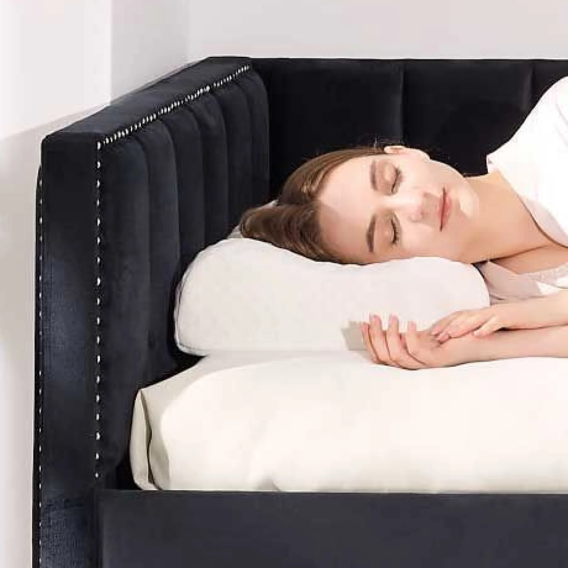 Kojenbett Auckland - 90 x 200 cm - Mit Rollbett - Schwarzer Velours