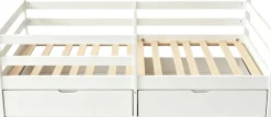 Kojenbett Nest - 90x200cm - mit zwei Schubladen - massivem Kiefernholz - weiß