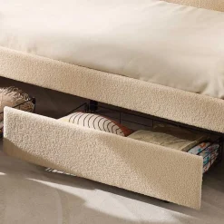 Kojenbett Spector - 90 x 200 cm - Mit Schubladen - Beiger Teddystoff