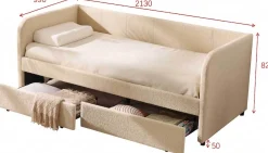 Kojenbett Spector - 90 x 200 cm - Mit Schubladen - Beiger Teddystoff
