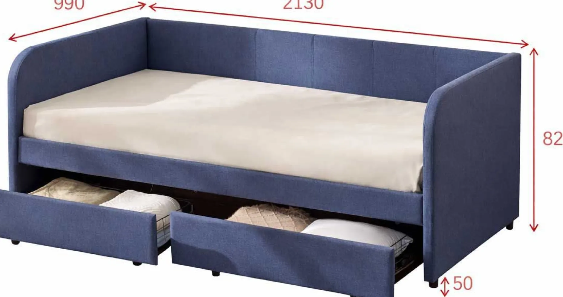 Kojenbett Spector - 90 x 200 cm - Mit Schubladen - Blau