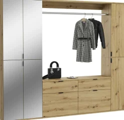 Kombination Kleiderschrank Projekt X Emob - Artisan Oak - 212x193x34 cm - Spiegel