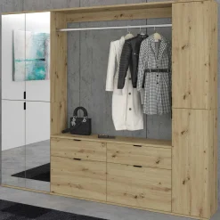 Kombination Kleiderschrank Projekt X Emob - Artisan Oak - 212x193x34 cm - Spiegel