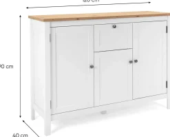 Kommode Berge 120cm 3 Türen und 1 Schublade - weiß/Eiche
