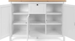 Kommode Berge 120cm 3 Türen und 1 Schublade - weiß/Eiche