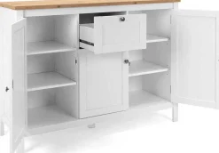 Kommode Berge 120cm 3 Türen und 1 Schublade - weiß/Eiche