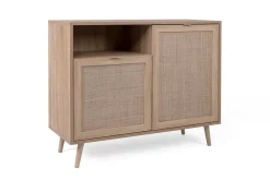 Kommode Bilal 102cm 2 Türen - Eiche/rafia