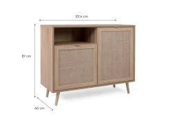 Kommode Bilal 102cm 2 Türen - Eiche/rafia