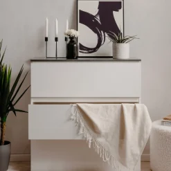 Kommode Bresse - 89x40x92cm - 3 Schubladen - Hochglanz weiß/anthrazit