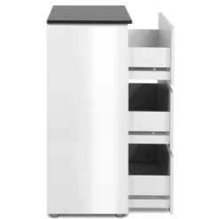 Kommode Bresse - 89x40x92cm - 3 Schubladen - Hochglanz weiß/anthrazit