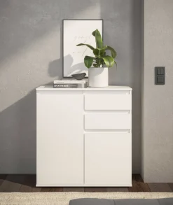 Kommode Brest - 80x35x84cm - 2 Türen und 2 Schubladen - weiß