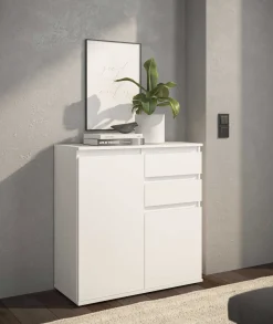 Kommode Brest - 80x35x84cm - 2 Türen und 2 Schubladen - weiß
