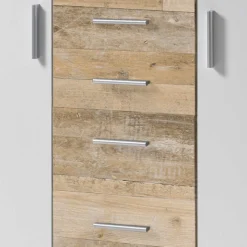 Kommode Debby 2 Türen und 4 Schubladen - weiß/Eiche
