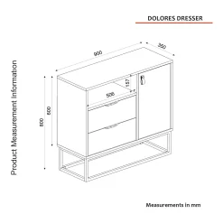 Kommode Dolores - 90x35x80cm - 2 Schubladen und 1 Tür - Eiche Dekor/anthrazit